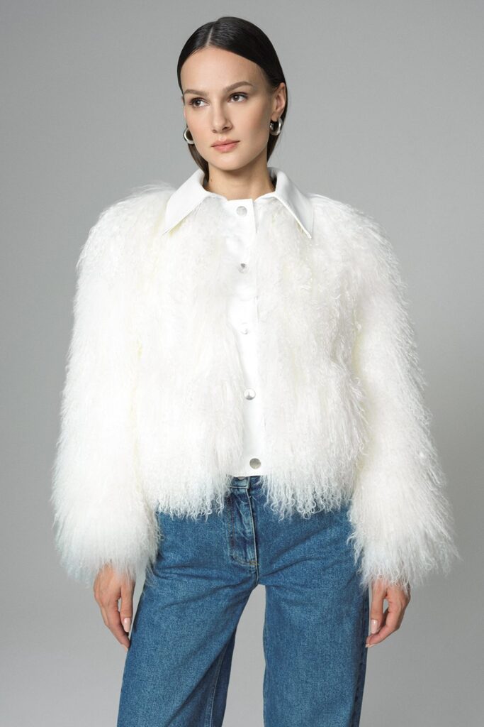 Mongolian shearling jacket 2073 white